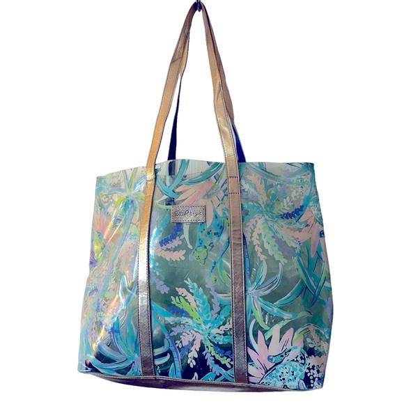 Lilly Pulitzer PVC Sweet Escape Print GWP Clear beach tote bag - Picture 1 of 16